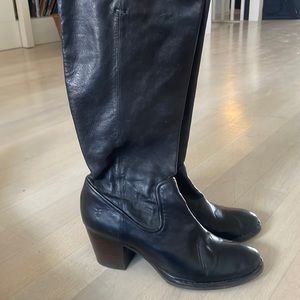 Black Leather Knee-High Boots